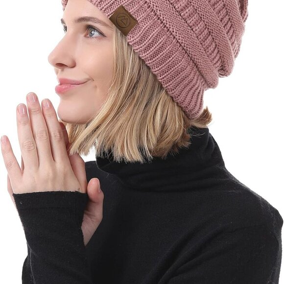 Winter Hats for Women 4 Pack Beanie Caps Knit Slouchy Warm Cozy Gift - Picture 4 of 7